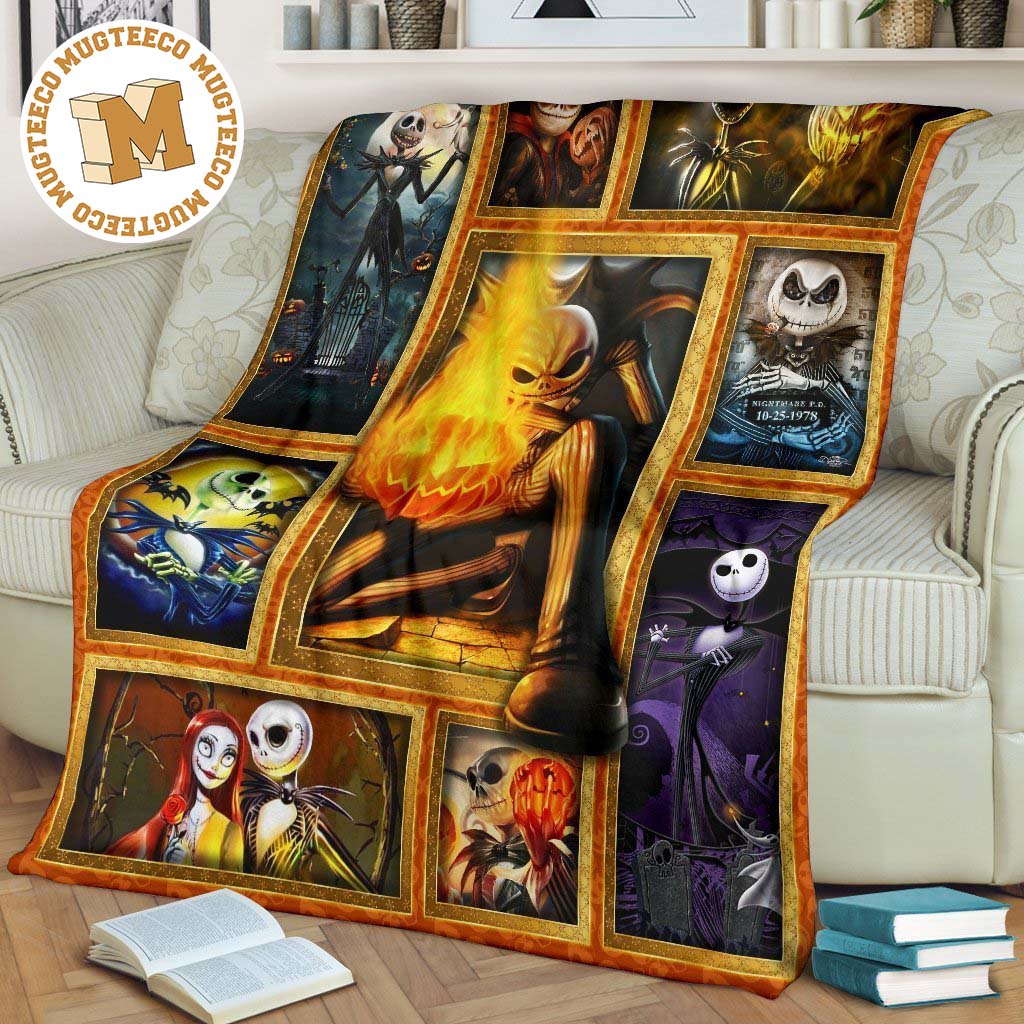 jack skellington hold fire fleece blanket gift idea for fan rbqwq