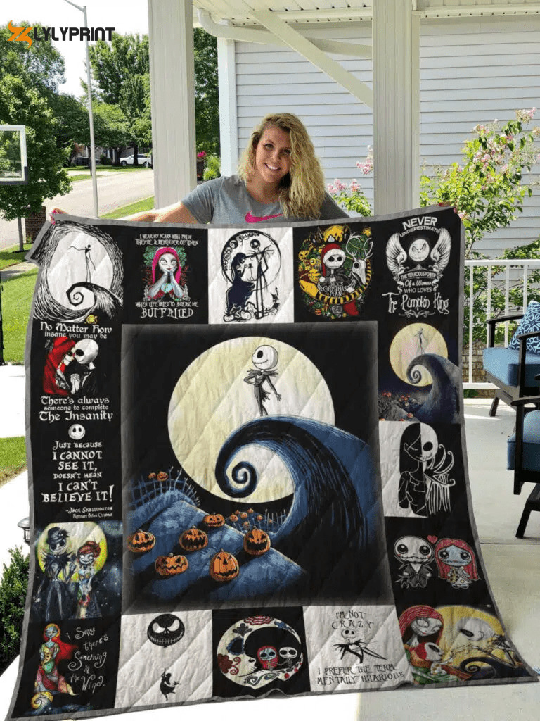 jack skellington quilt blanket for fans home decor gift 2d