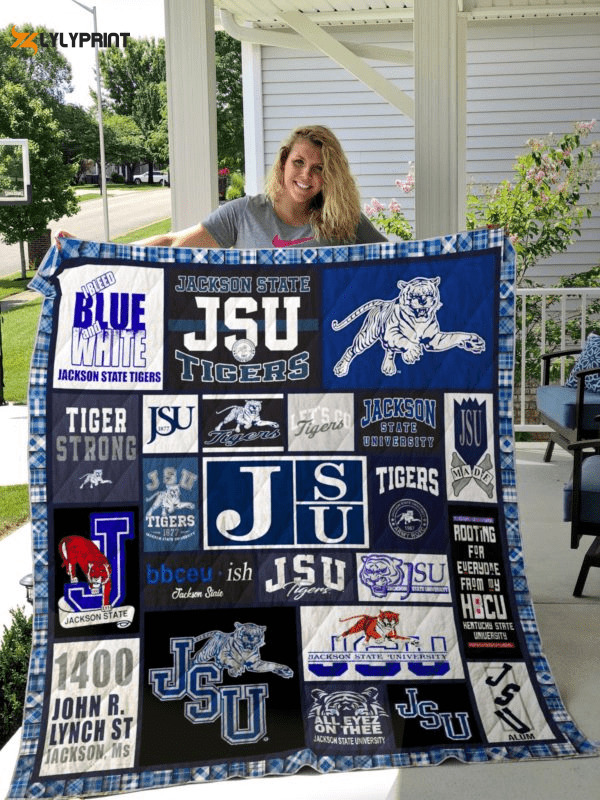 jackson state tigers quilt blanket for fans home decor gift 1