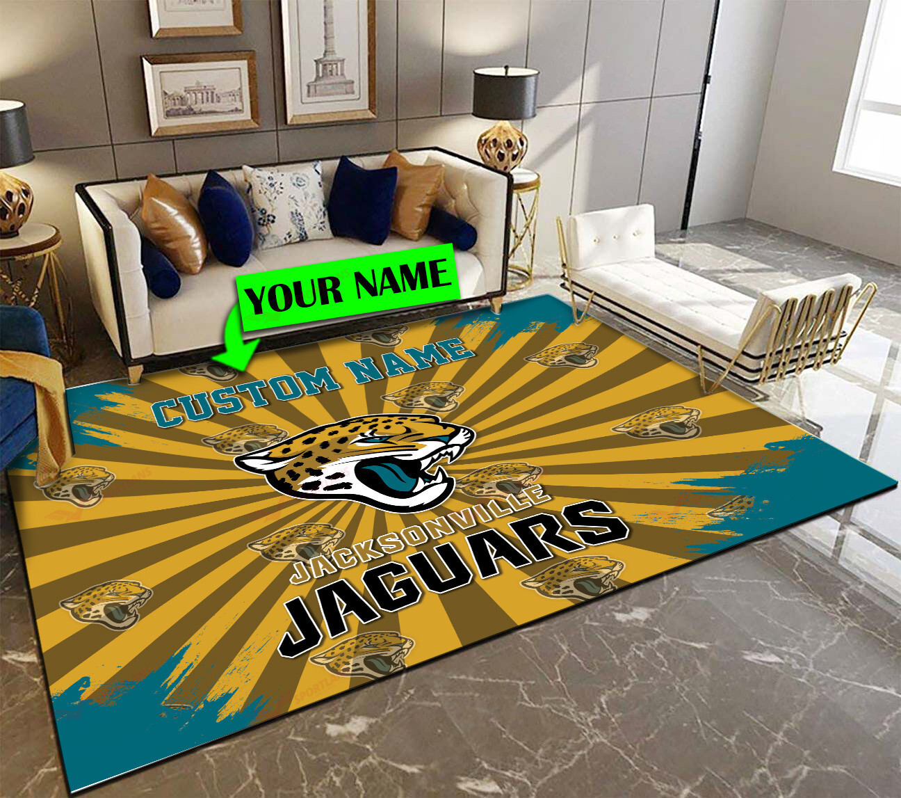 jacksonville jaguars personalized premium rectangle rug 55 uqz4u