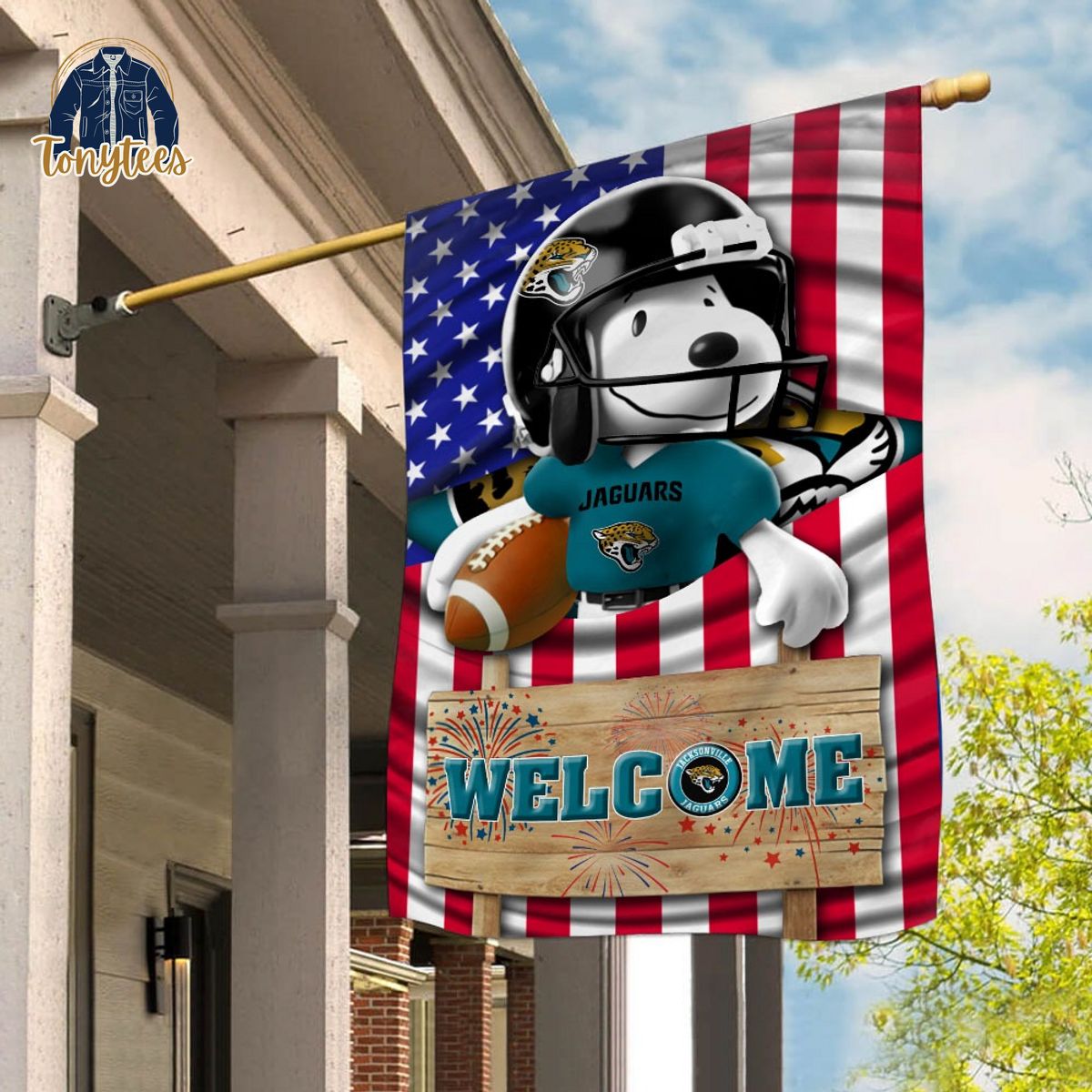 jacksonville jaguars snoopy peanuts welcome custom name garden flag 1 ojn7d