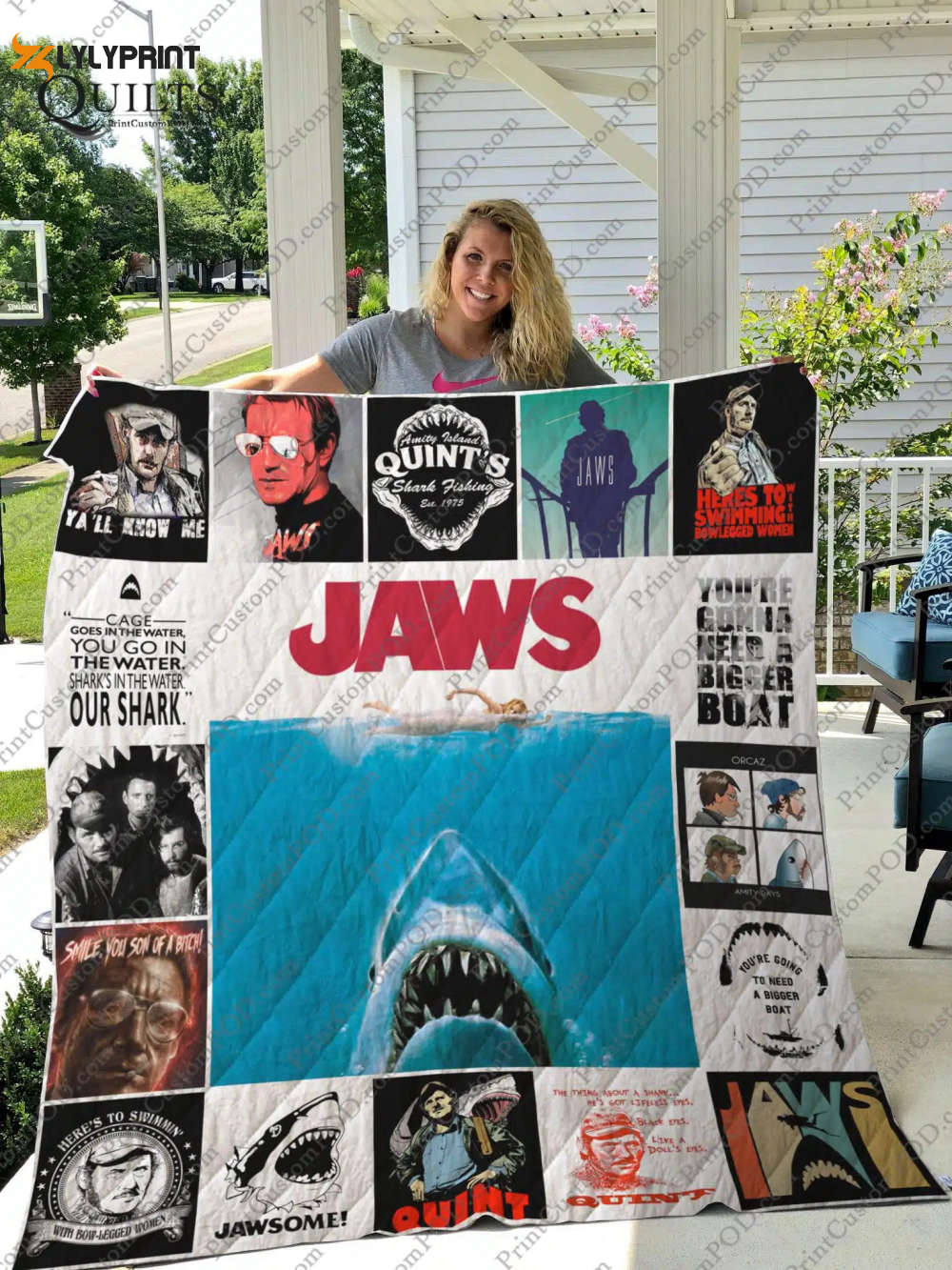 jaws 1 quilt blanket for fans home decor gift