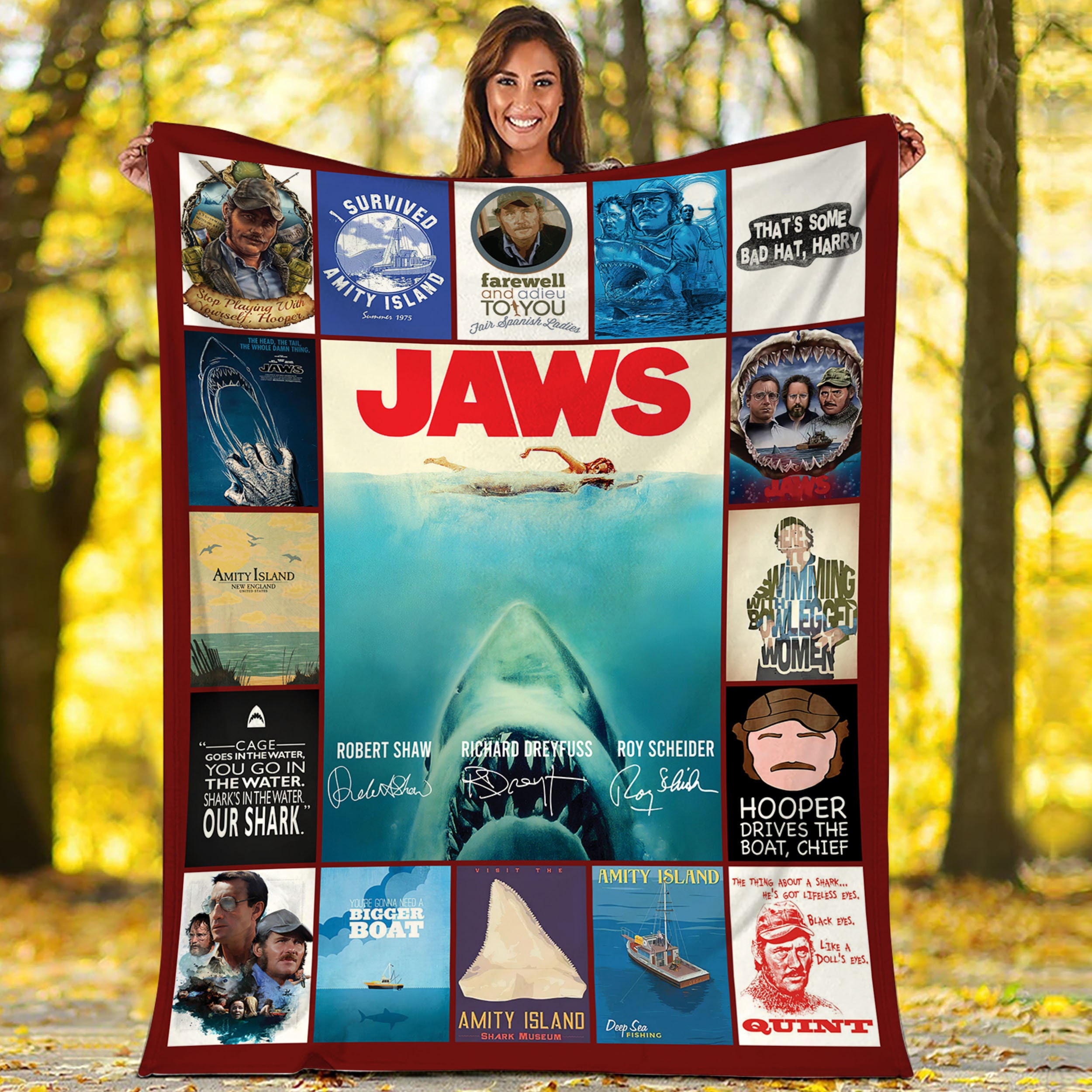 jaws movie fan blanket christmas gifts ioraf