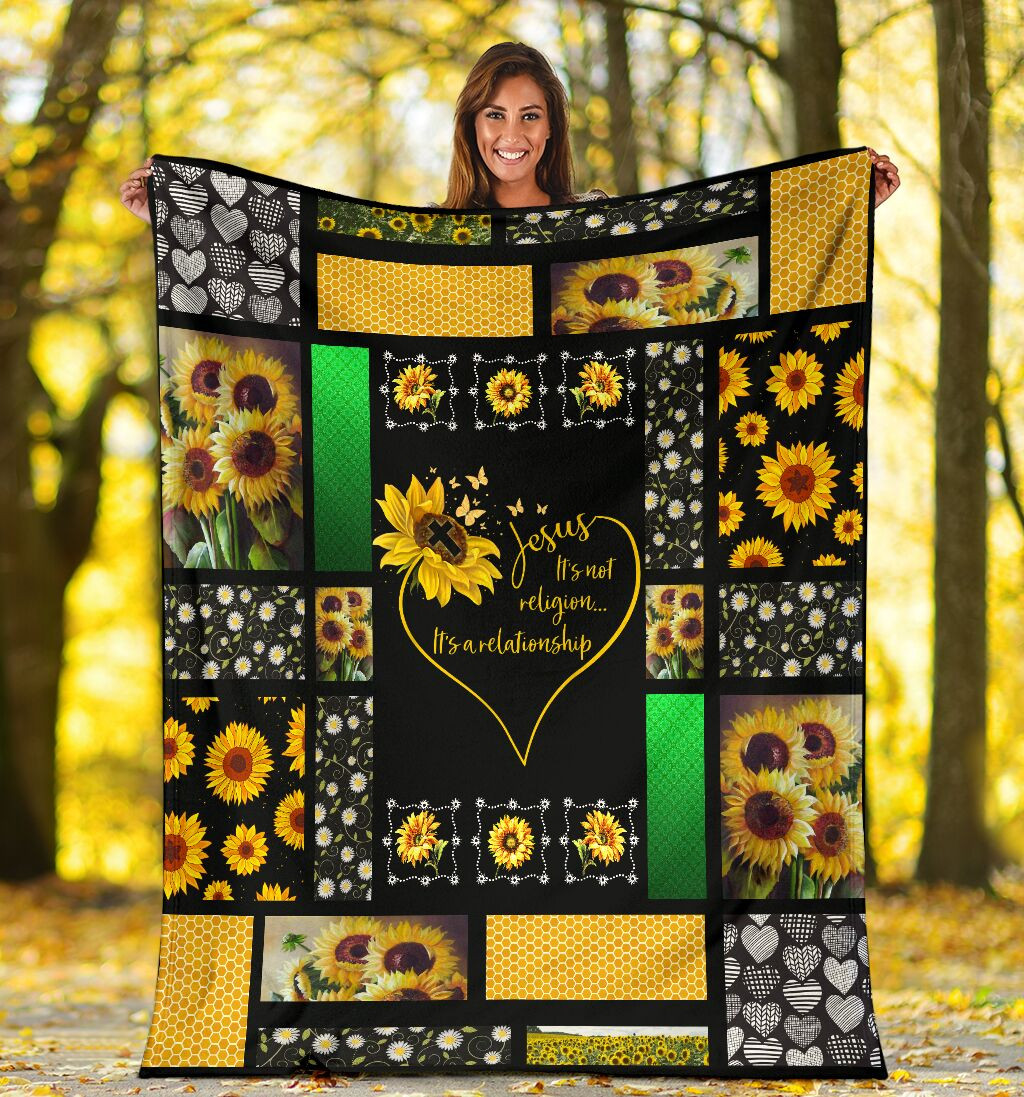 jesus its not religion its a relationship hippie sunflower for christ christian blanket 1hy68