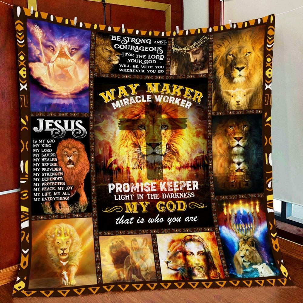 jesus way maker miracle worker lion for christ christian blanket kjr6w