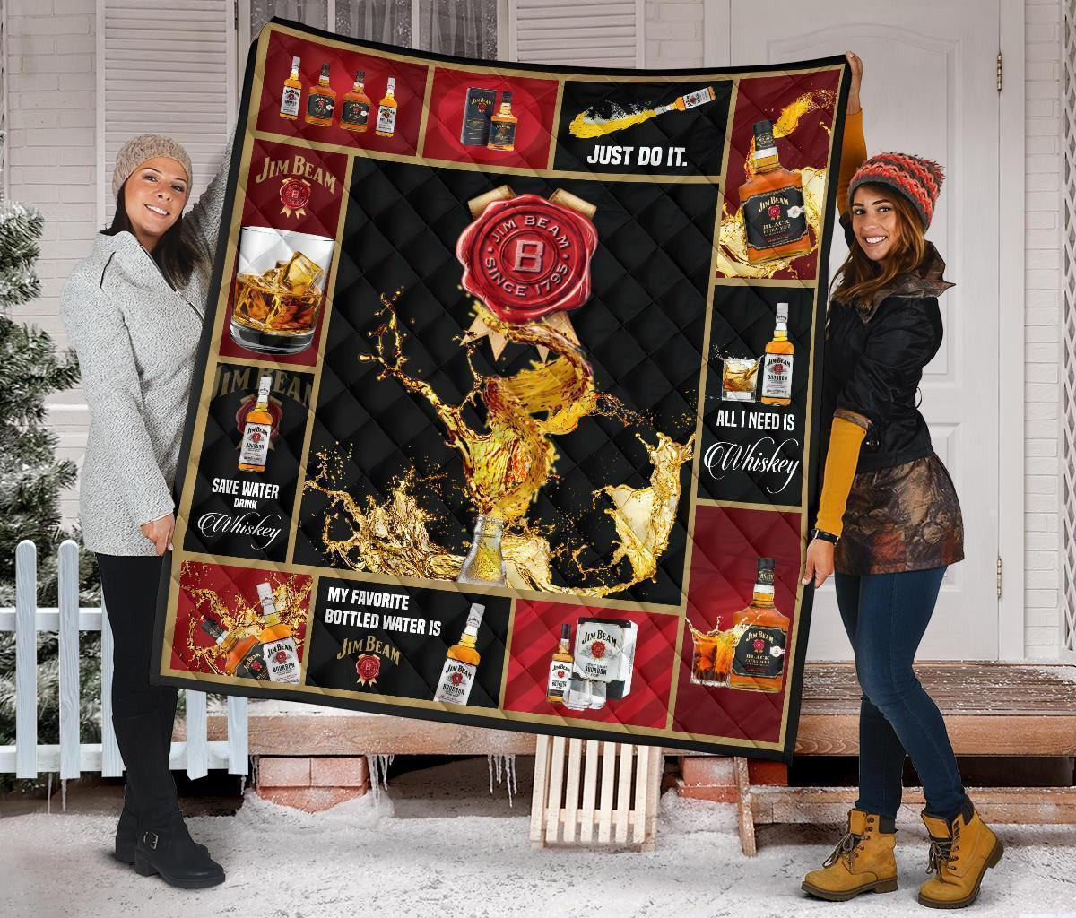 jim beam quilt blanket all i need is whisky gift idea szj2c