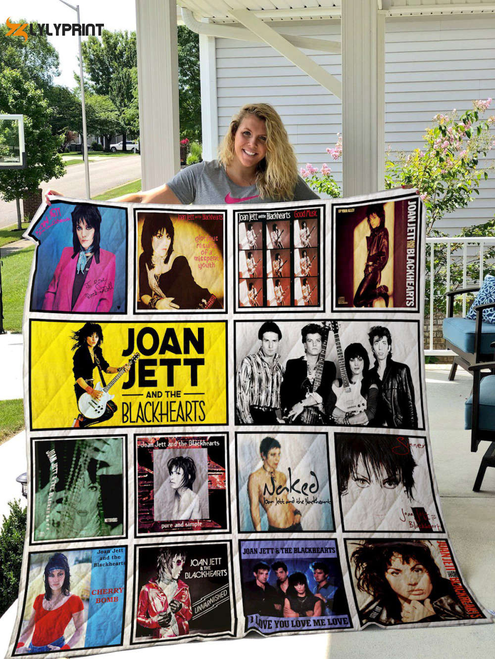 joan jett quilt blanket for fans home decor gift