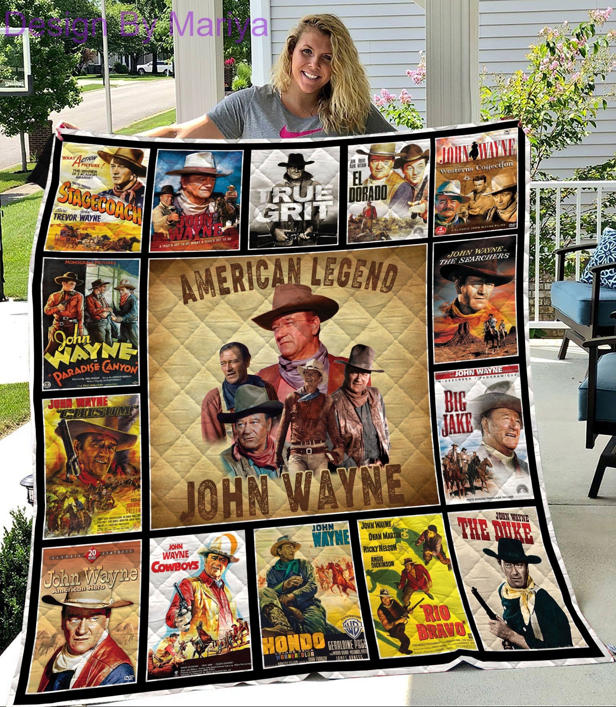 john wayne actor movie legend quilt blanket dd9ep