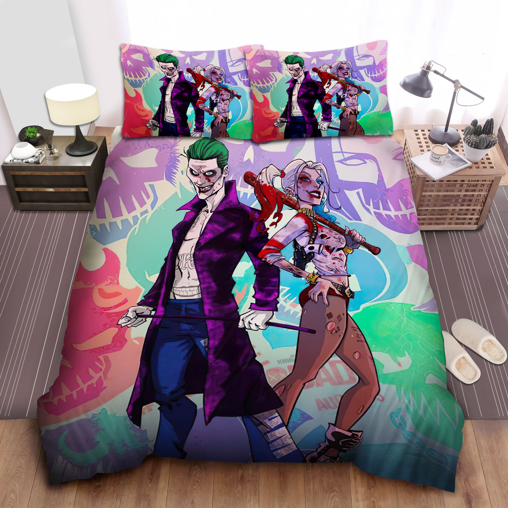 joker harley quinn comforter duvet cover bed sheets bedding set er57d