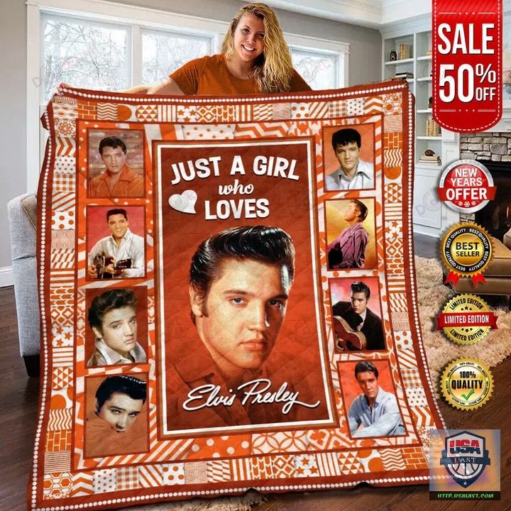 just a girl who loves elvis presley red version quilt blanket ehit3