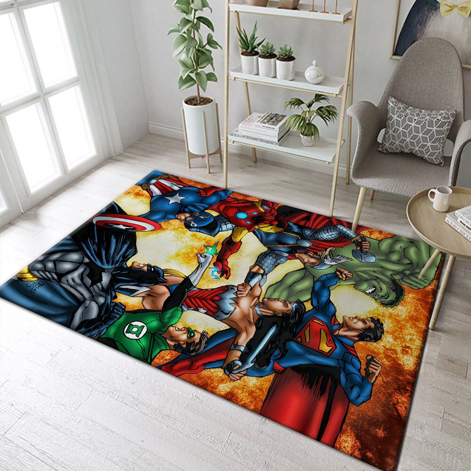 justice league vs avenger superheros rug custom size and printing 0