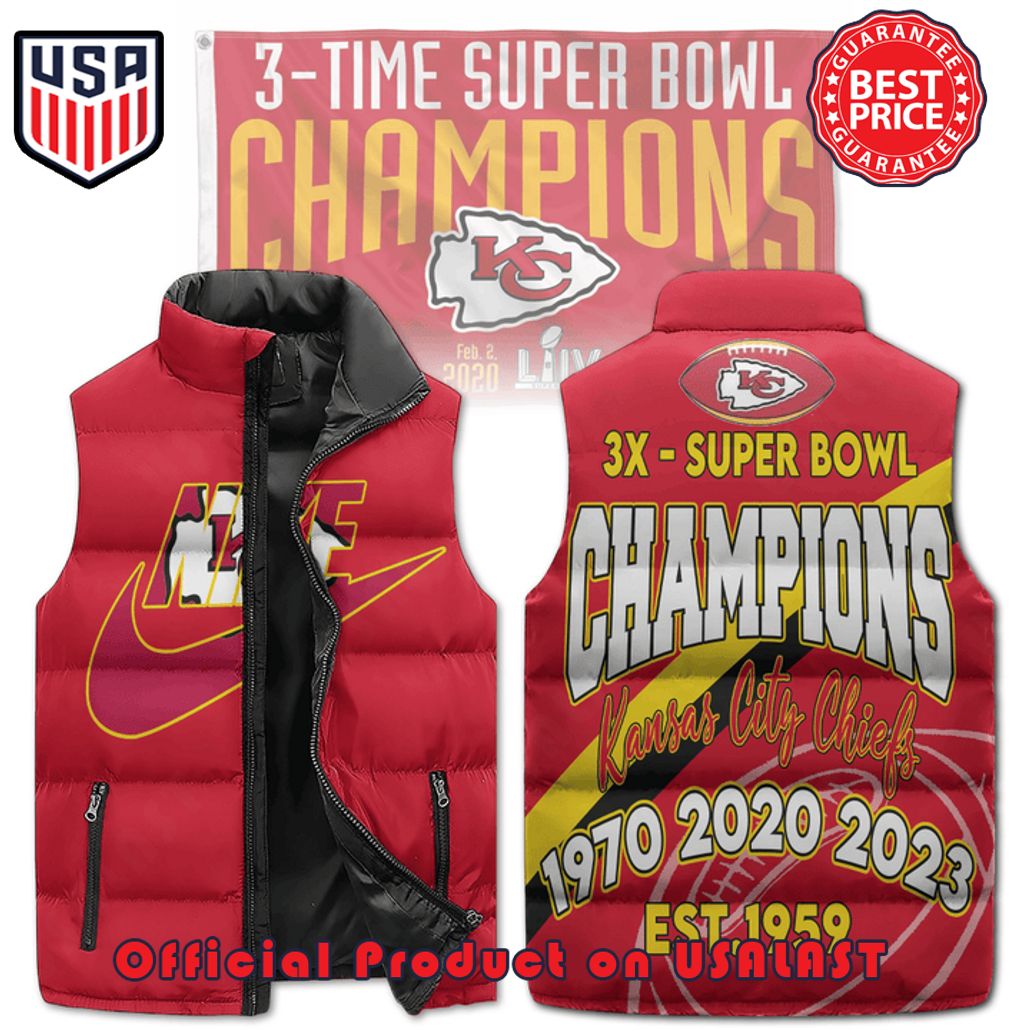 kansas city chiefs 3x super bowl champions nike puffer sleeveless jacket 1 OA5kr