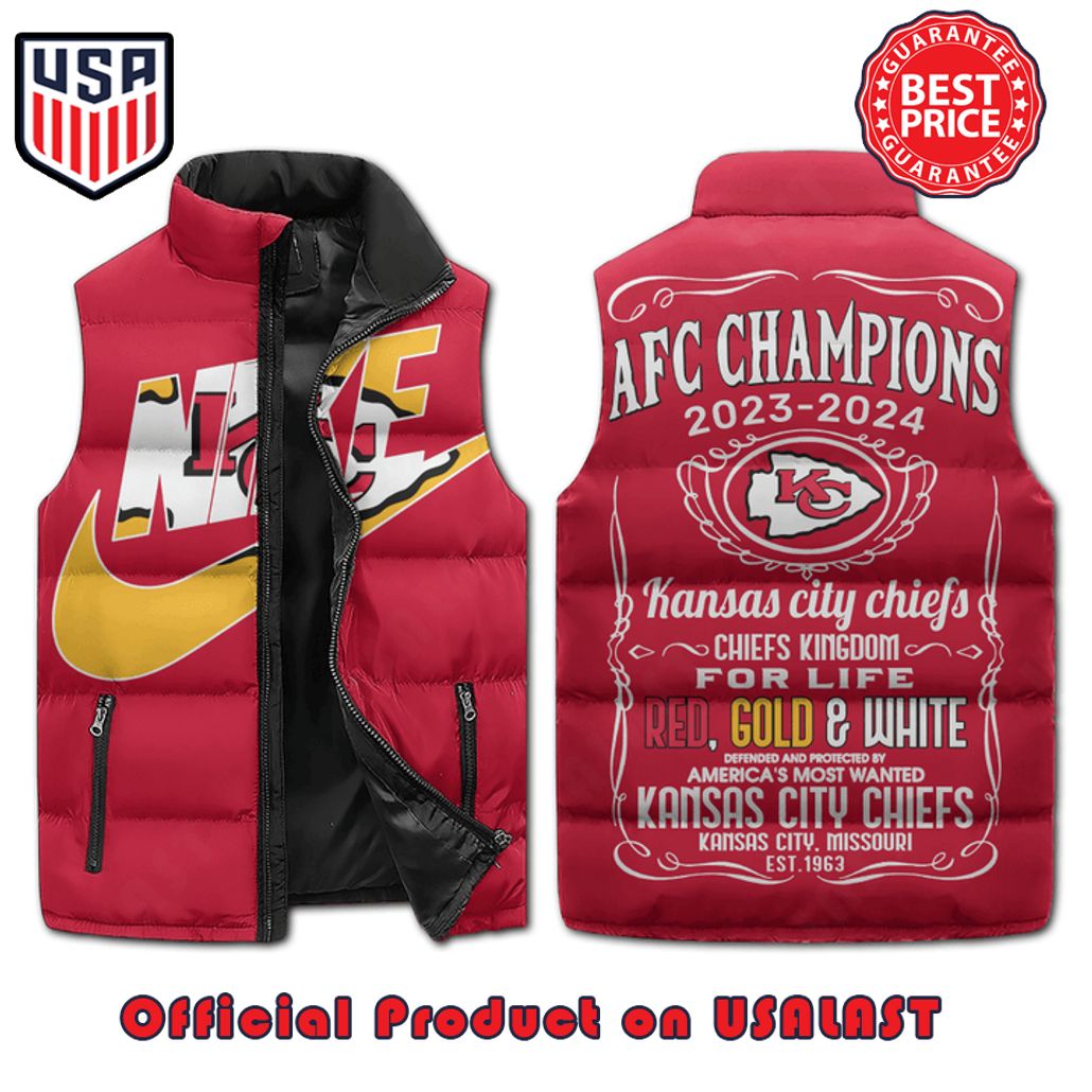 kansas city chiefs afc champions chiefs kingdom nike puffer sleeveless jacket 1 UOcIg