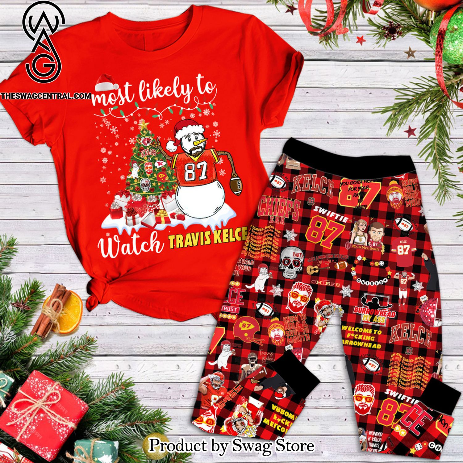 kansas city chiefs classic full printed pyjamas set 1 XIwdk