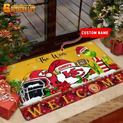 kansas city chiefs grinch christmas welcome personalized doormat 400x400 1