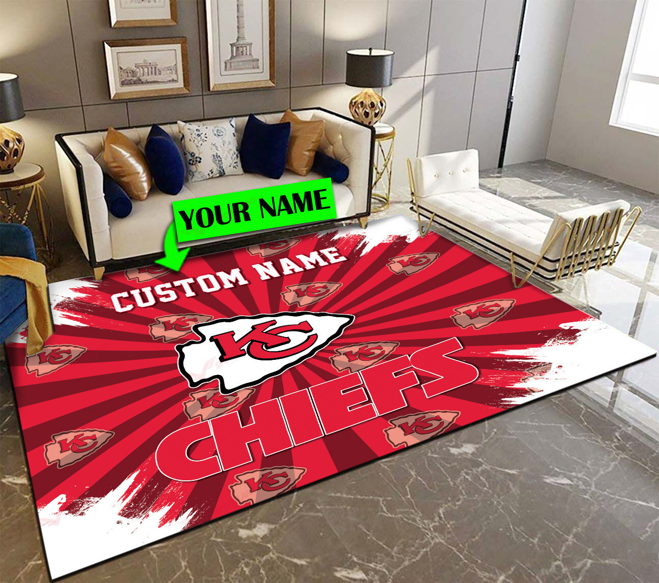 kansas city chiefs personalized premium rectangle rug 56 vwebe