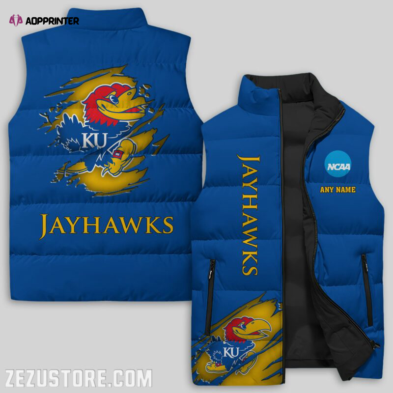 kansas jayhawks ncaa sleeveless puffer jacket custom for fans gifts 2