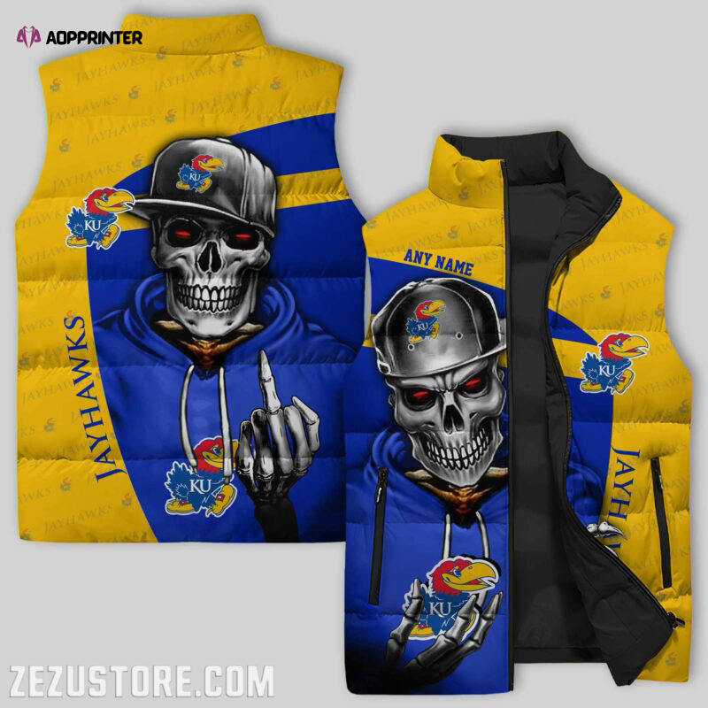 kansas jayhawks ncaa sleeveless puffer jacket custom for fans gifts