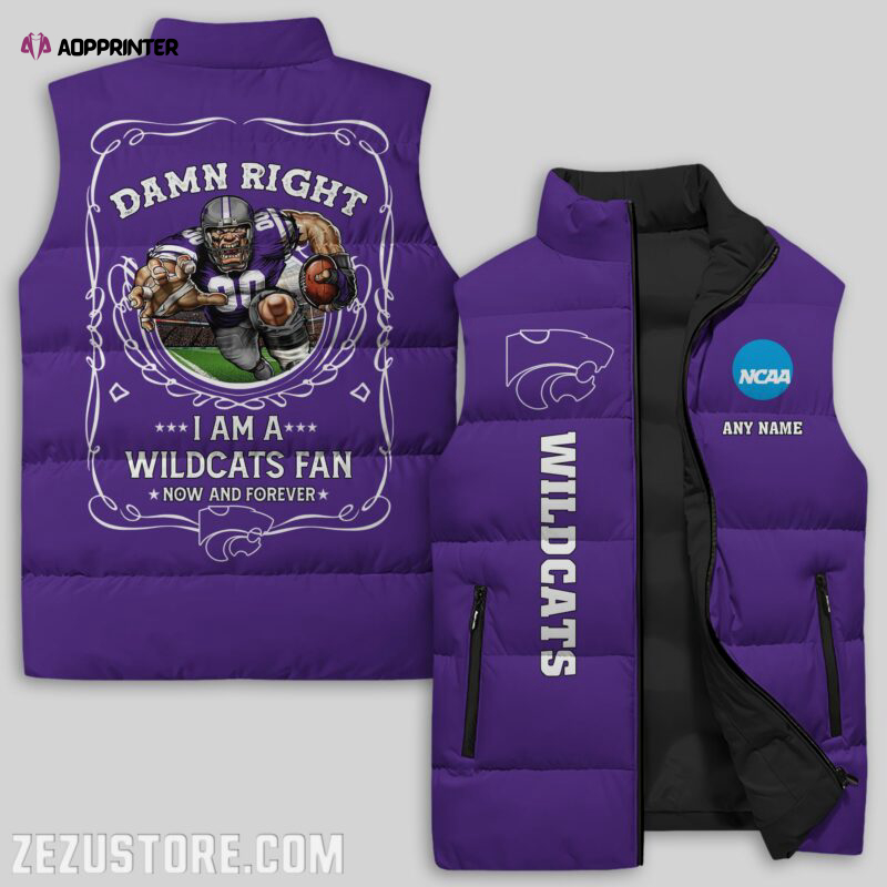 kansas state wildcats ncaa sleeveless puffer jacket custom for fans gifts 6