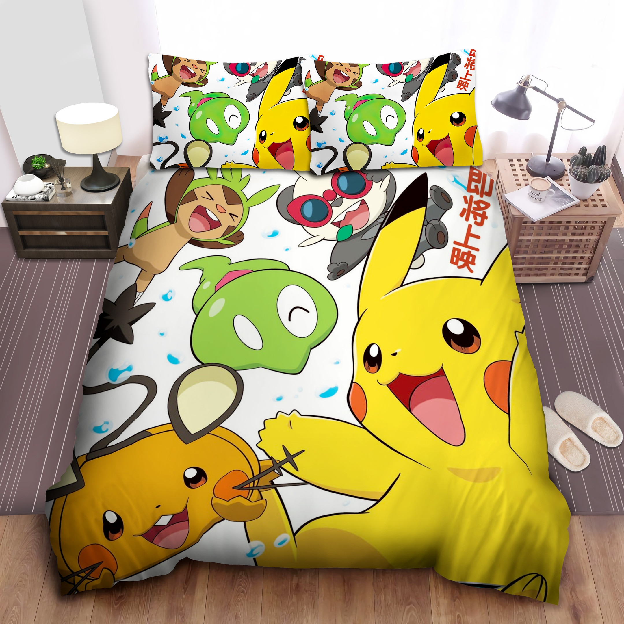 kawaii cartoon pokemon pikachu bedding set duvet cover bedroom sets comfortable bedding sets bapmw