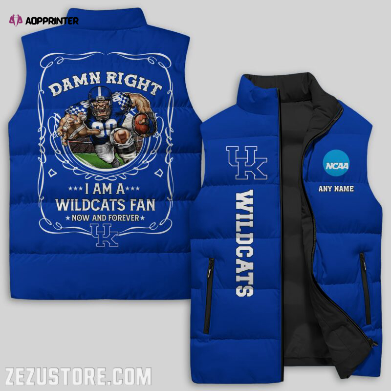 kentucky wildcats ncaa sleeveless puffer jacket custom for fans spj2169