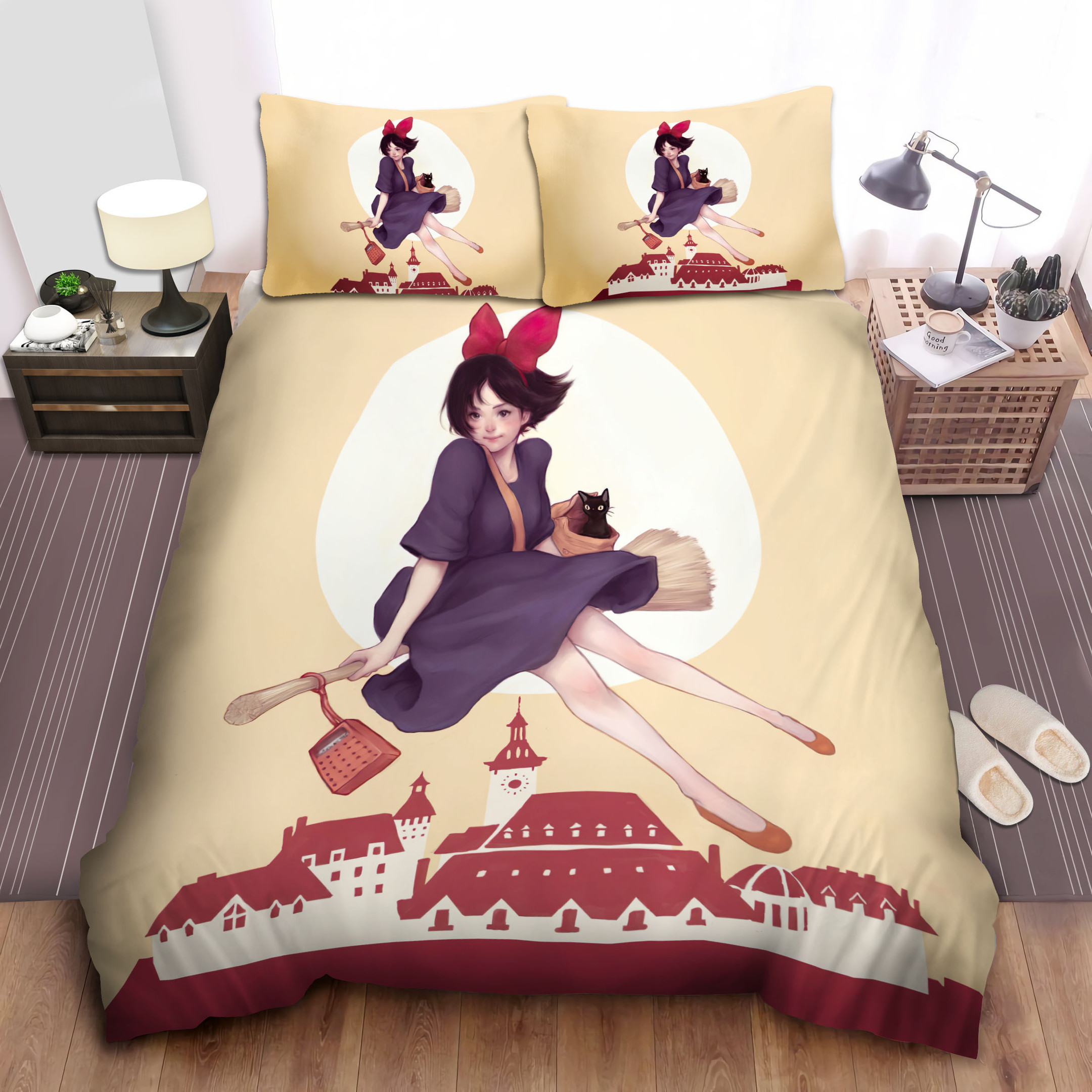 kiki flying with jiji bed sheets spread comforter duvet cover bedding sets uoajs