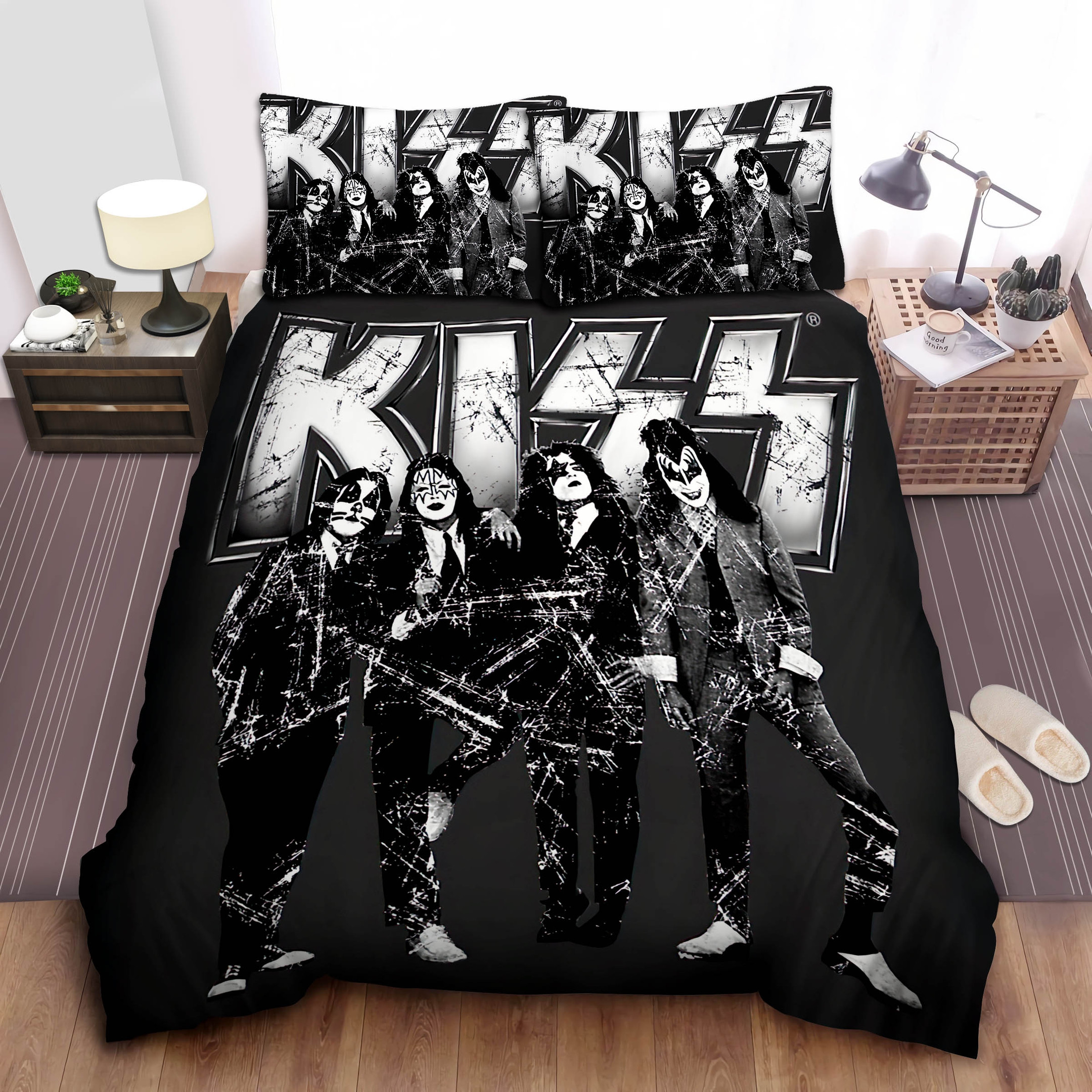 kiss in black white poster duvet cover bedroom sets comfortable bedding sets isl47