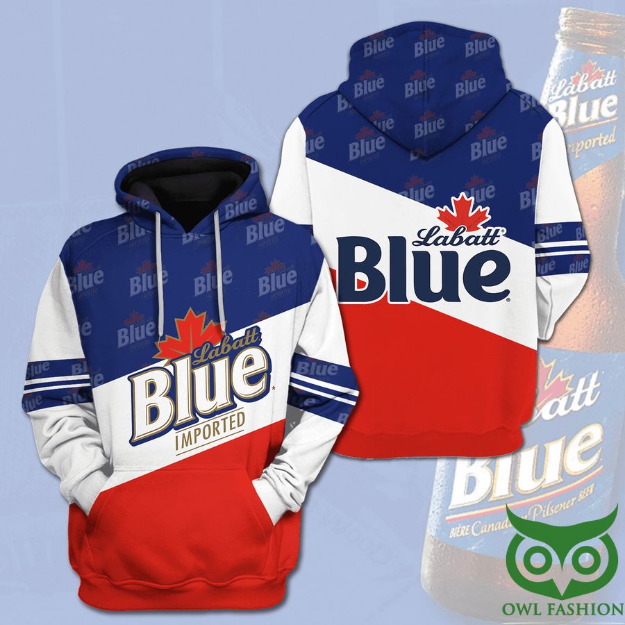 kkCzwrzW 21 Labatt Blue Imported Beer Blue White Red 3D Hoodie