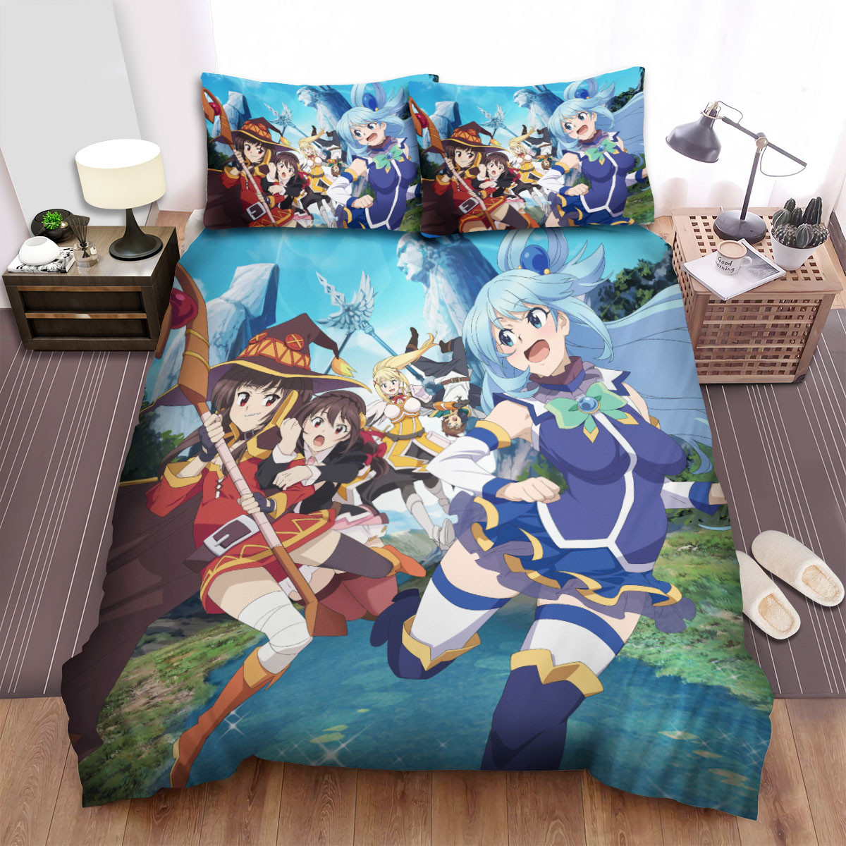 konosuba characters on the river duvet cover bedroom sets comfortable bedding sets 8vvmi