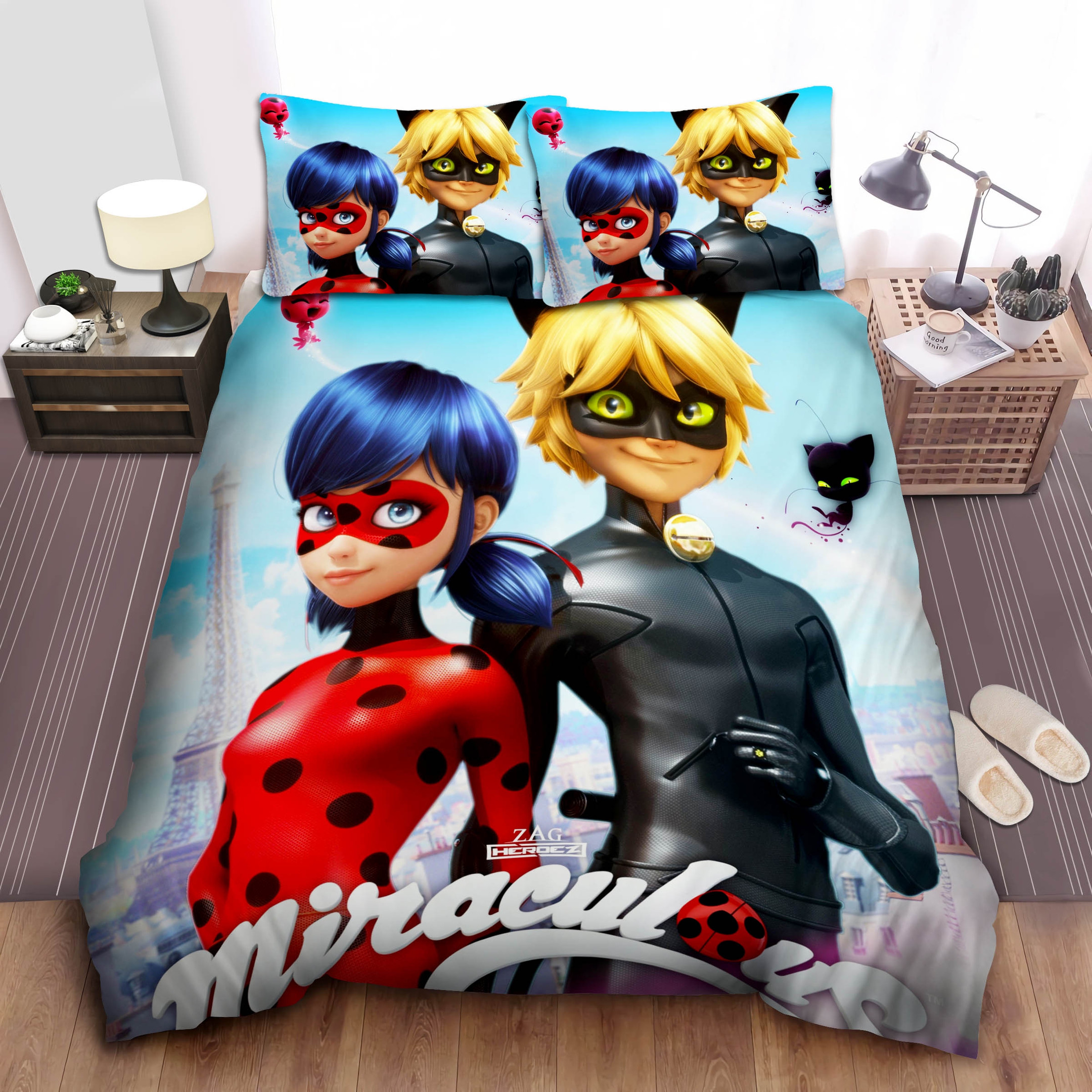 ladybug cat noir in movie poster duvet cover bedroom sets comfortable bedding sets 8d9ph
