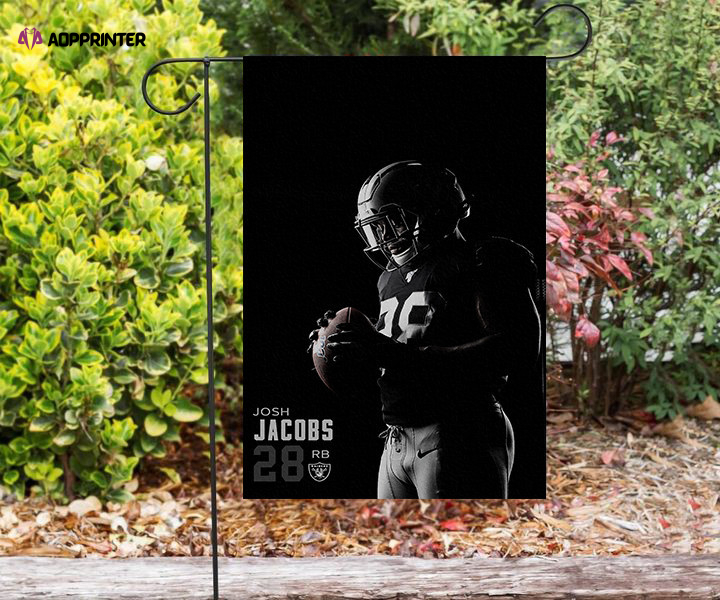 las vegas raiders josh jacobs 28 double sided printing garden flag home decor gifts 1