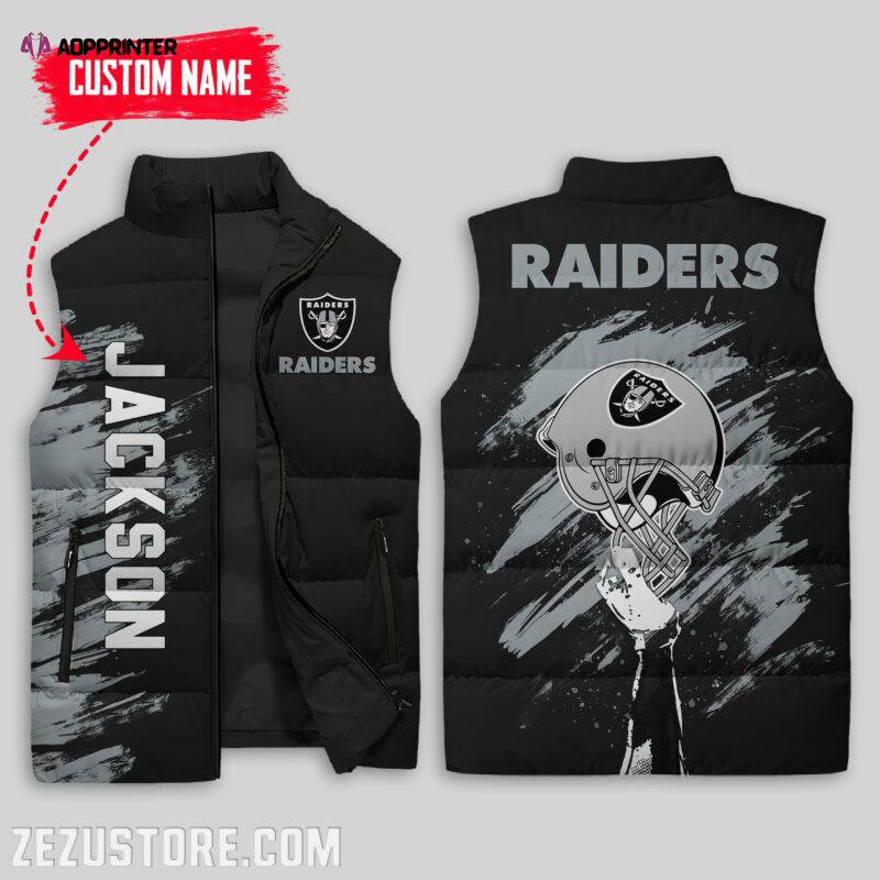 las vegas raiders nfl sleeveless puffer jacket custom for fans spj0979