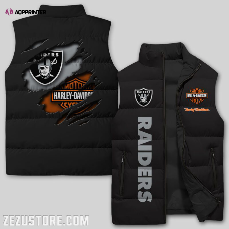 las vegas raiders nfl sleeveless puffer jacket custom for fans spj1039