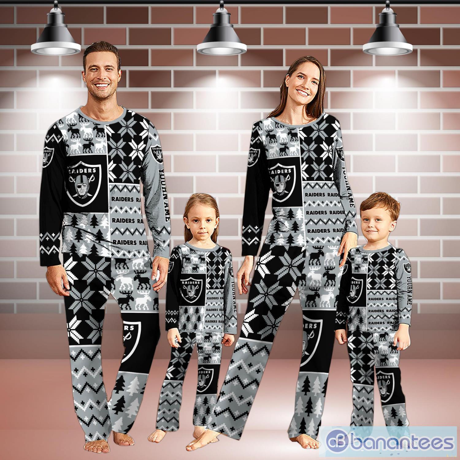 las vegas raiders pajamas set christmas snowflake pattern pajamas christmas gift for family