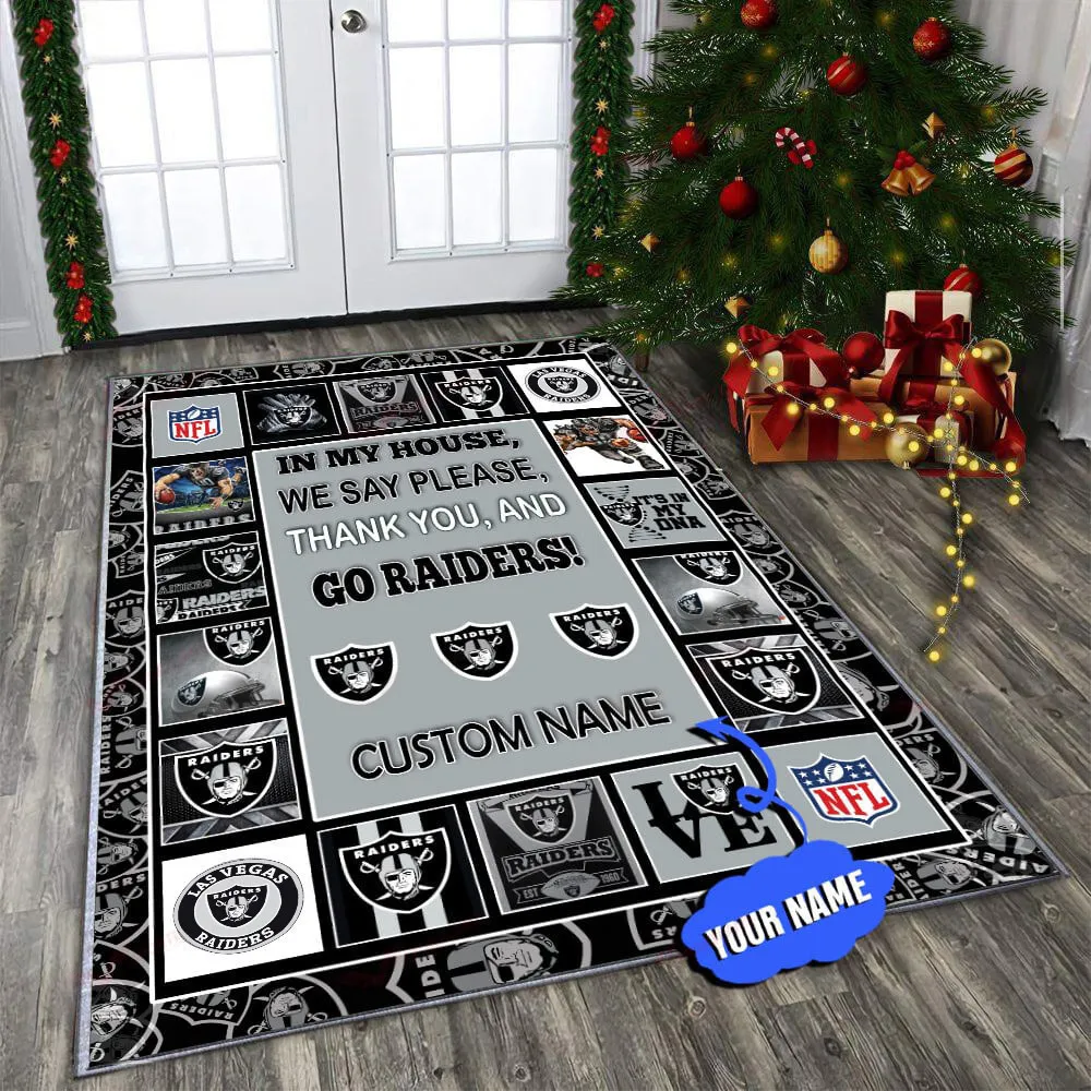 las vegas raiders personalized premium rectangle rug 31 euroe