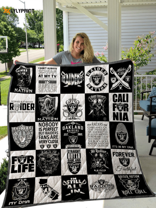 las vegas raiders quilt blanket for fans home decor gift 2a