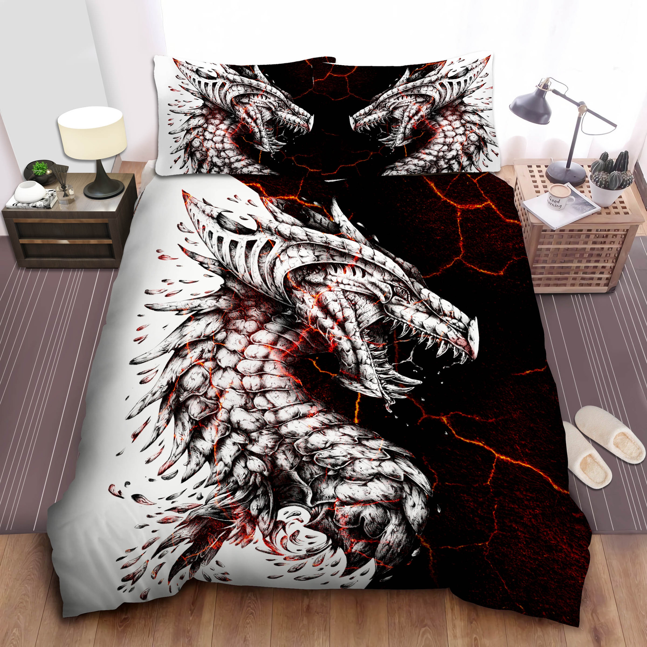 lava dragon art duvet cover bedroom sets comfortable bedding sets 288sj