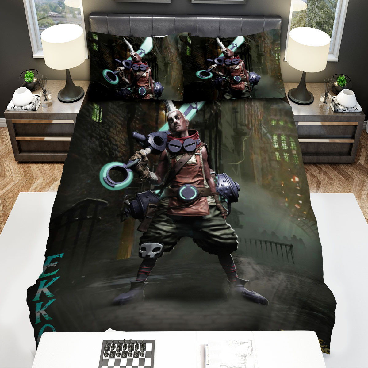 league of legends ekko the boy who shattered time 3d illustration bed sheets spread duvet cover bedding sets cyx3o