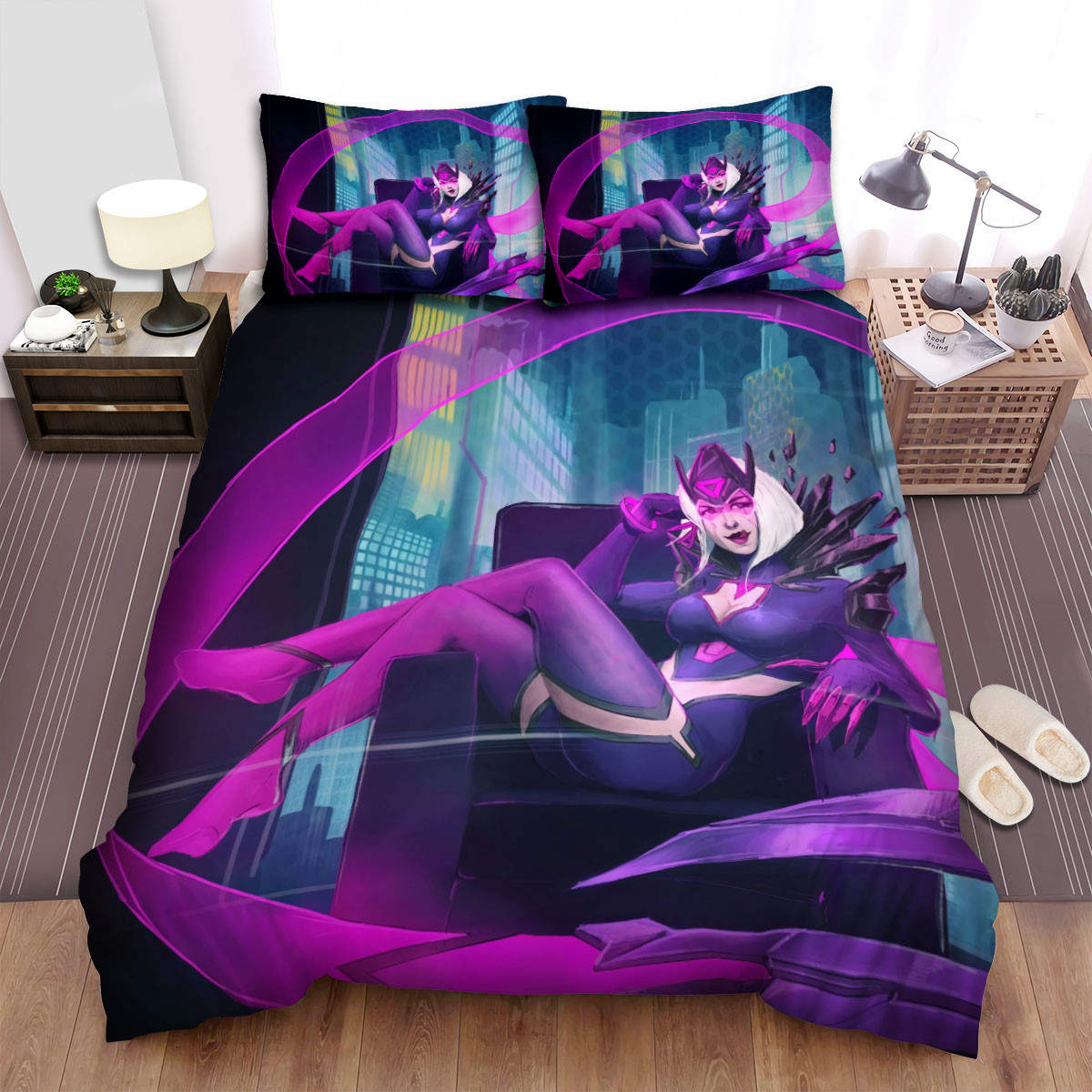 league of legends project evelynn concept art bed sheets spread duvet cover bedding sets jcfbi