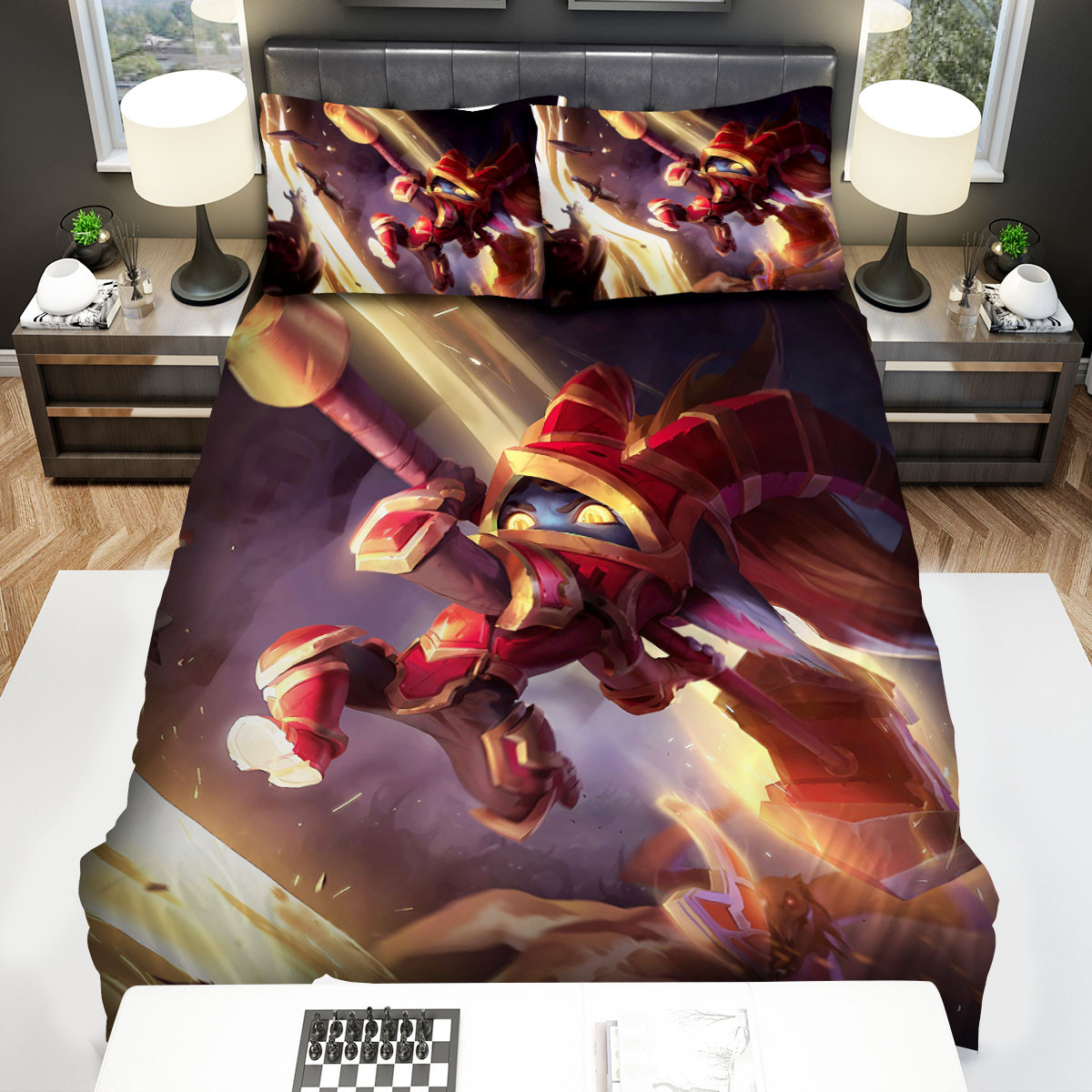 league of legends scarlet hammer poppy splash art bed sheets spread duvet cover bedding sets nrj2v