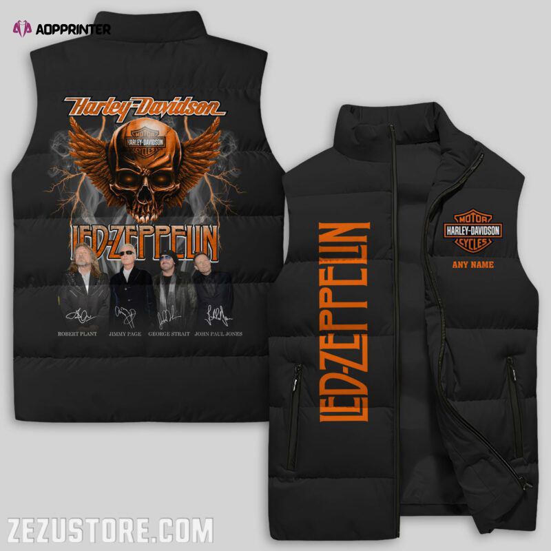 led zeppelin hd sleeveless puffer jacket custom for fans spj0961