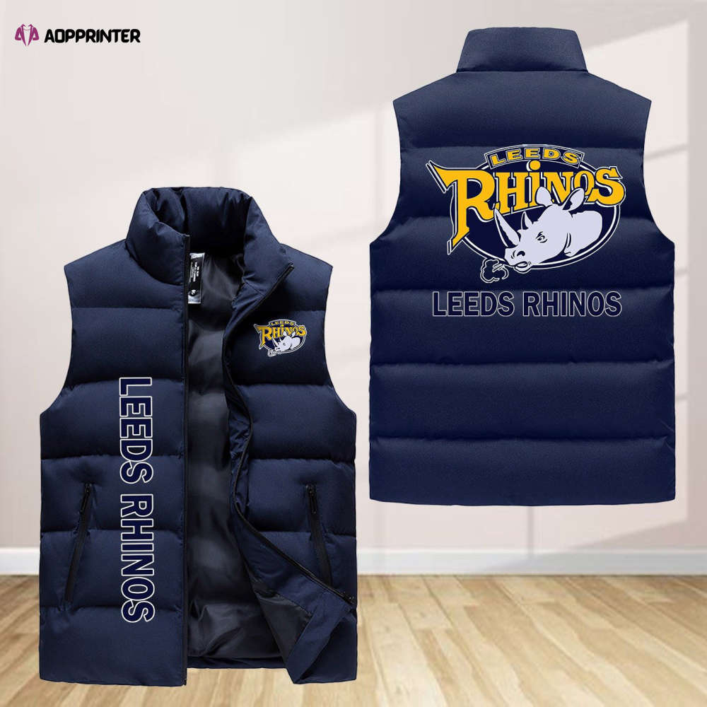 leeds rhinos sleeveless puffer jacket custom for fans spj0800