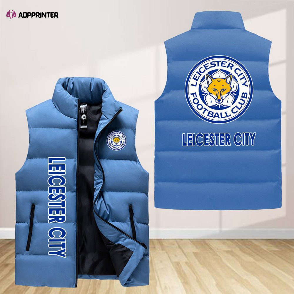 leicester city f c sleeveless puffer jacket custom for fans spj0218