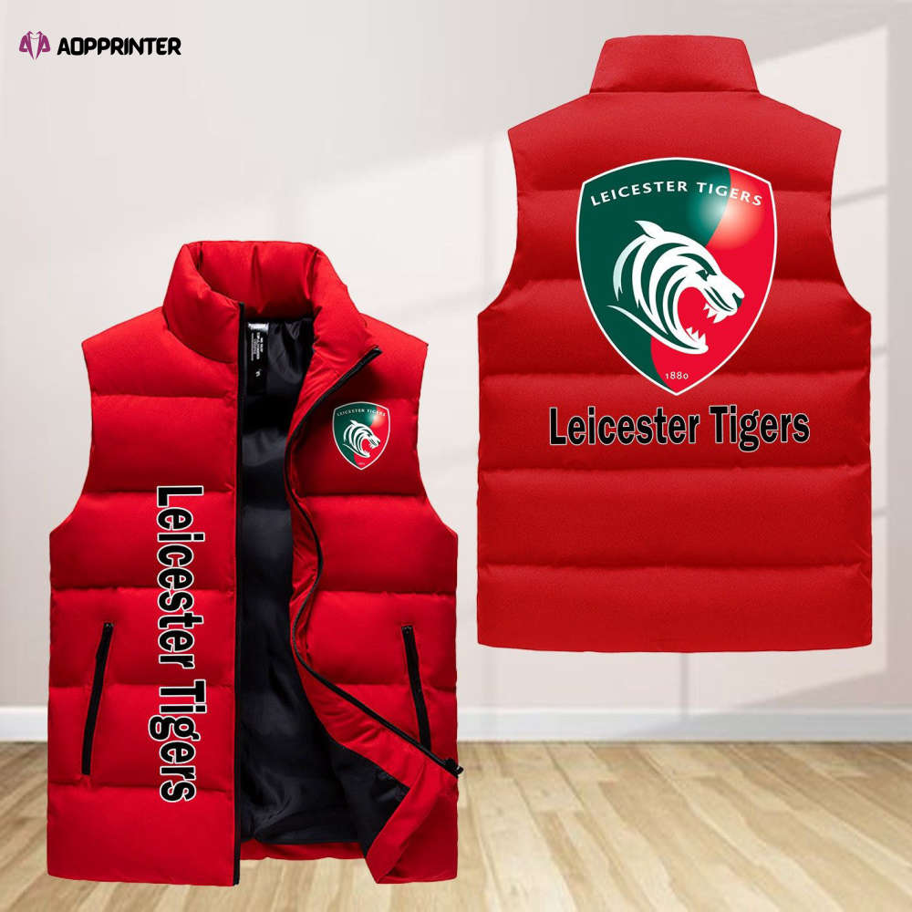 leicester tigers sleeveless puffer jacket custom for fans gifts