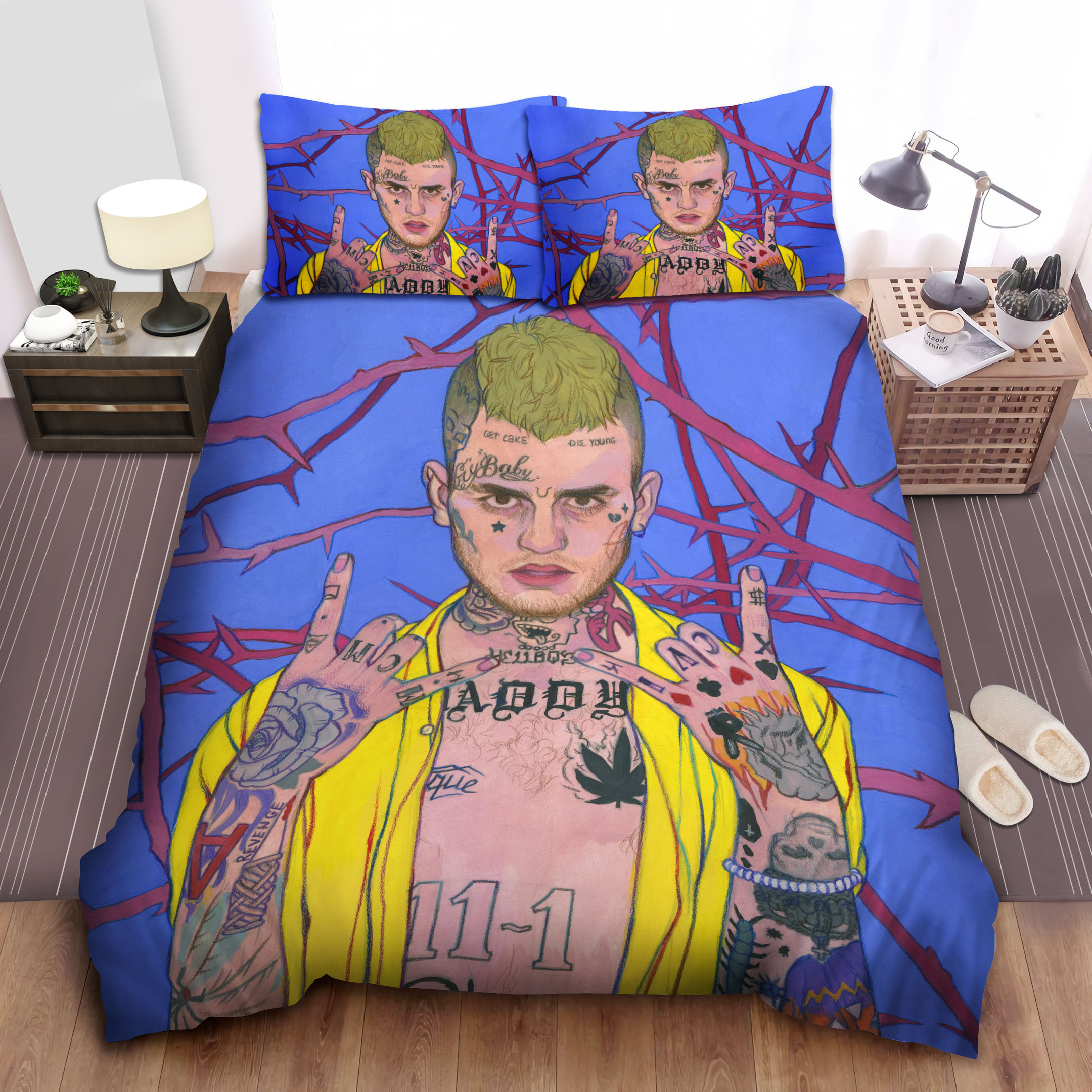 lil peep with thorns art bed sheets spread comforter duvet cover bedding sets 23det