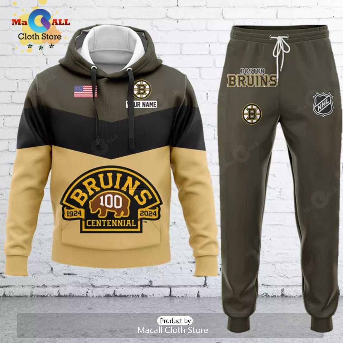 limited boston bruins 100th years anniversary 3d hoodie and pants 1 NSsyV