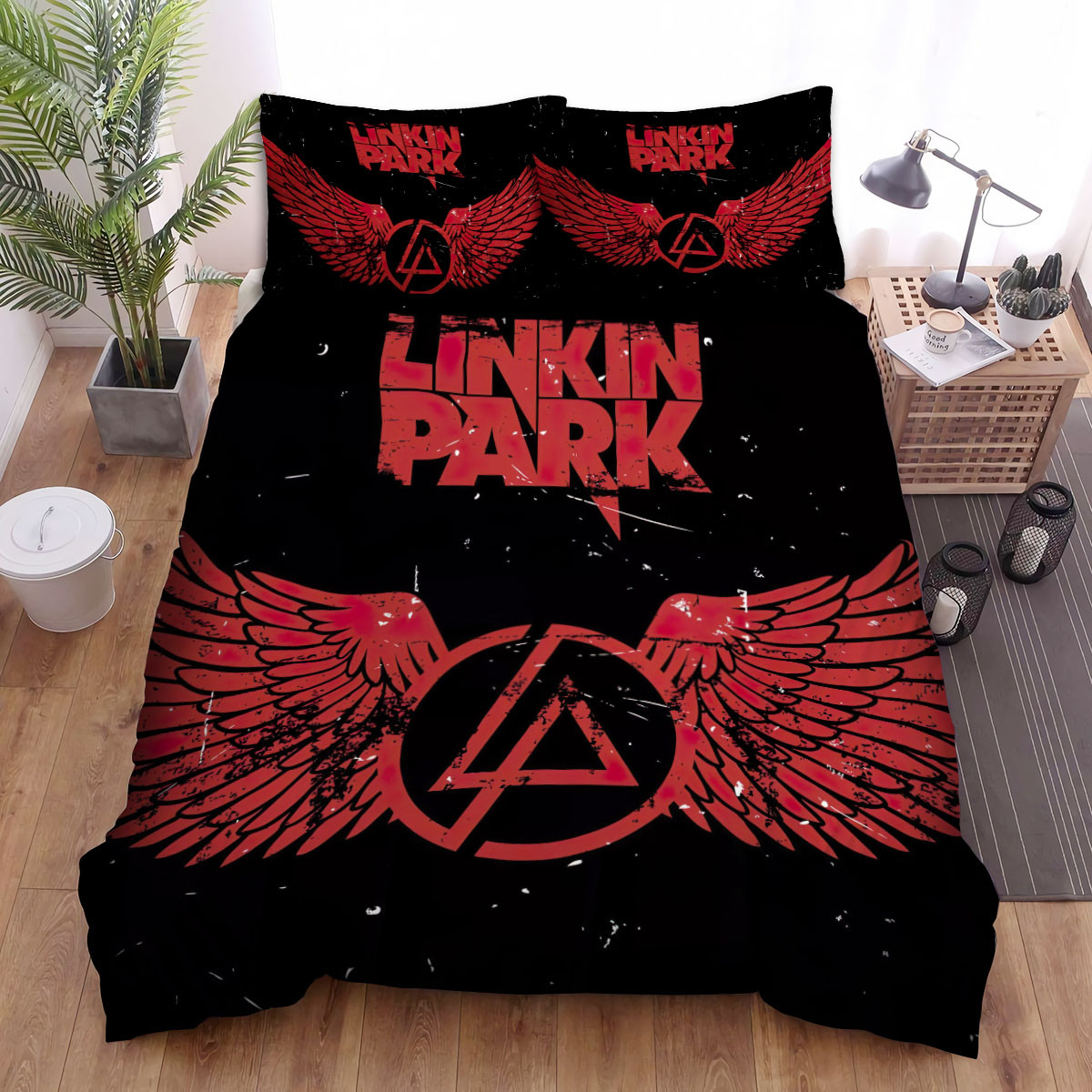 linkin park bedding sets wings symbol bed sheets duvet cover 9rfn6