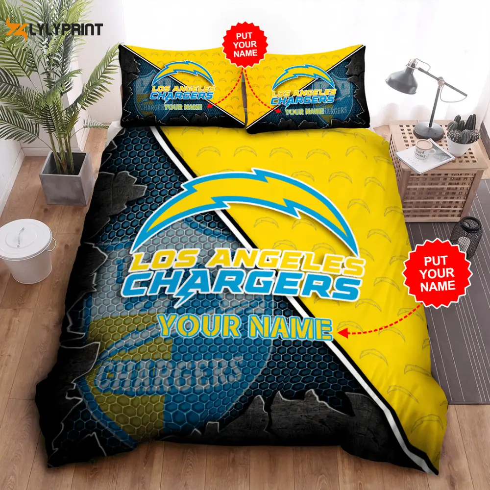 los angeles chargers duvet cover bedding set bd399