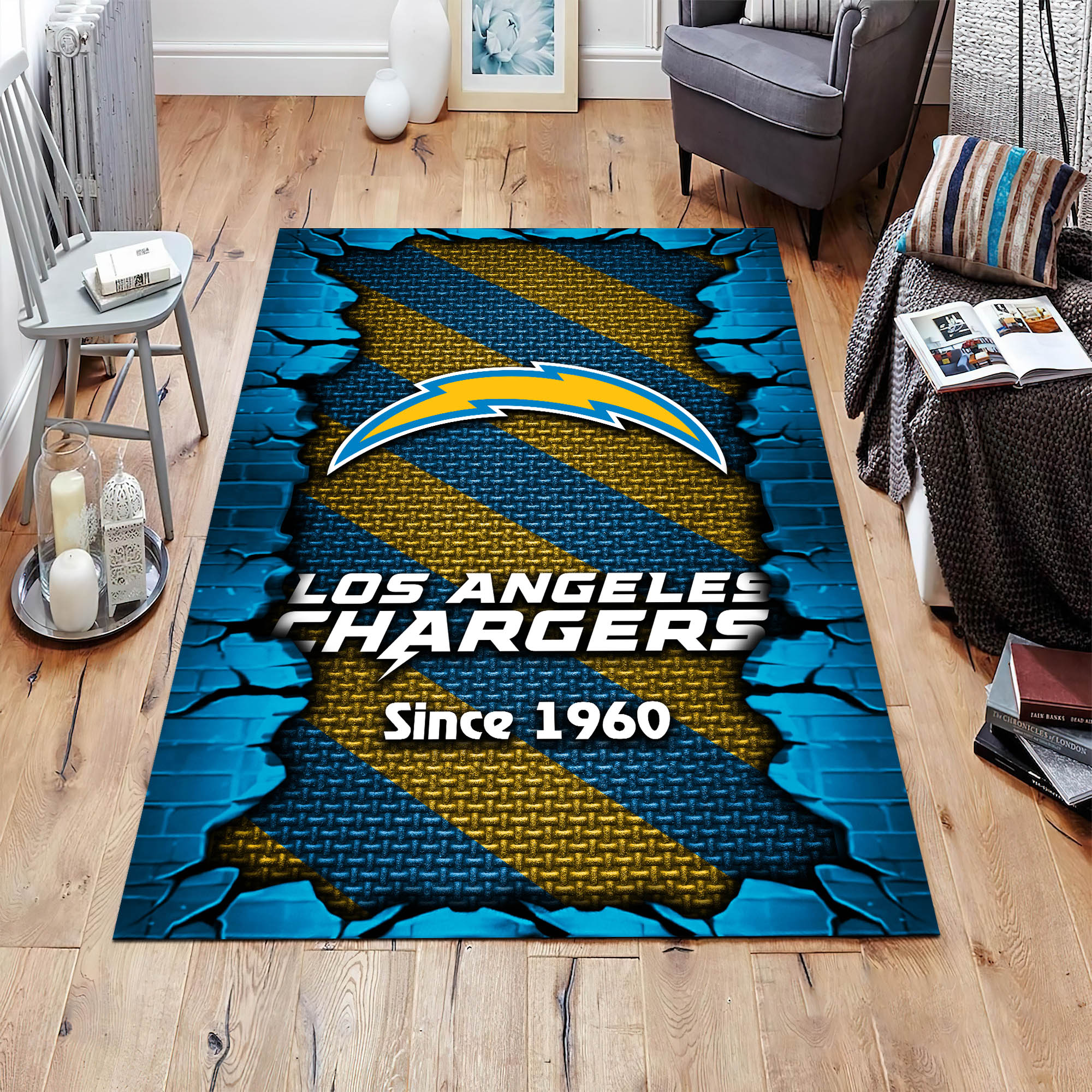 los angeles chargers living room rug football team living room rug football fan gifts ehivm 54132 tneuz