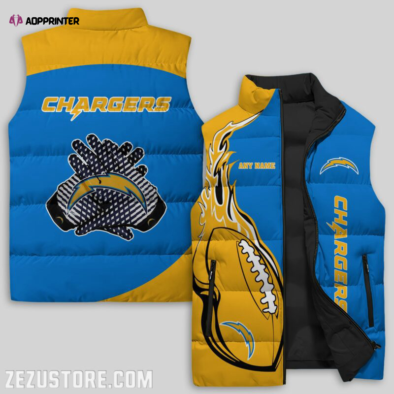 los angeles chargers nfl sleeveless puffer jacket custom for fans gifts 1